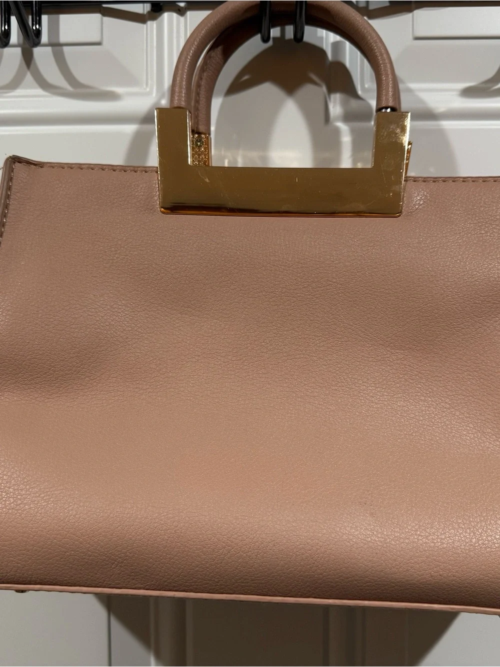 Structured Top-Handle Satchel in Dusty Rose with Gold Accent